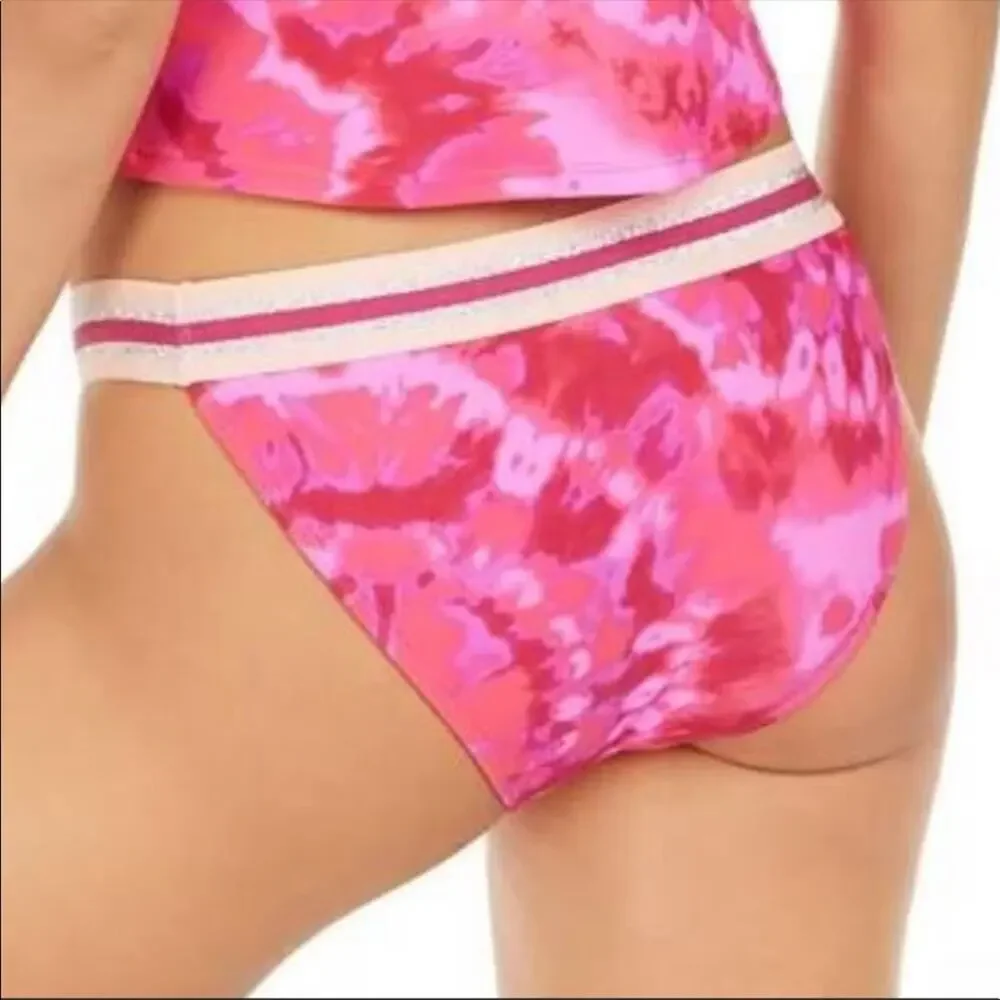 Hula Honey berry tie dye bikini swim bottom pink
